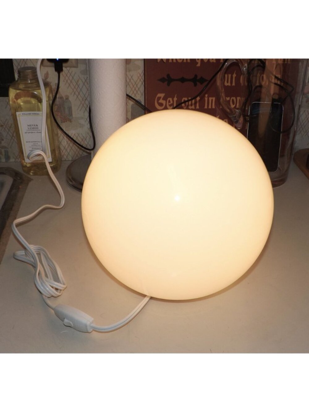 IKEA Modern Fado White Glass Globe Table Lamp Modernist Looks Works Like New - Picture 3 of 15
